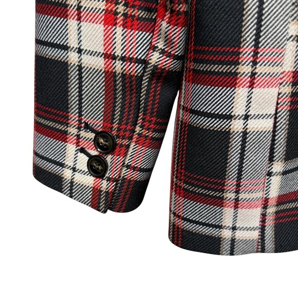 H&M Plaid Blazer Size 6 Womens Red Black Check Double Breasted Jacket Holiday - Picture 8 of 11